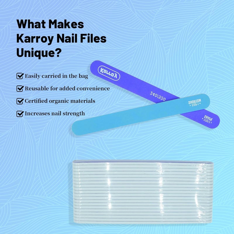 Karroy Nail File and Buffer for Natural Nails Dual Sided 2 Steps Shorten and Shape Nail Tools 20pcs 240/320 Grit - Image 4